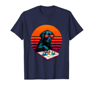 Retro Dog with Board Games Playing Tabletop Gamer T-Shirt