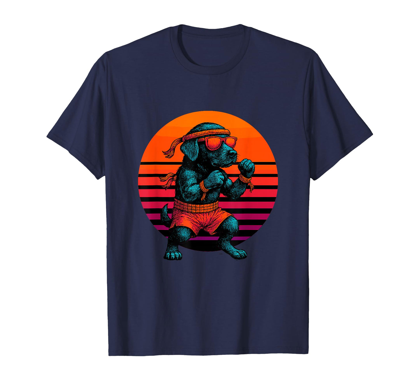 Retro Dog with Gloves Muay Thai Fighter T-Shirt