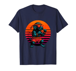 Retro Dog with Gloves Muay Thai Fighter T-Shirt