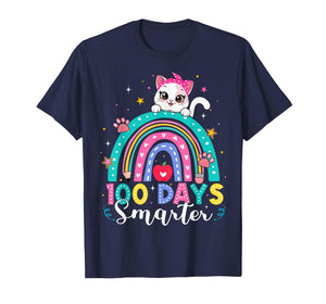 100 Days of School Kitten Cat Rainbow 100th Day Kids Girls T-Shirt