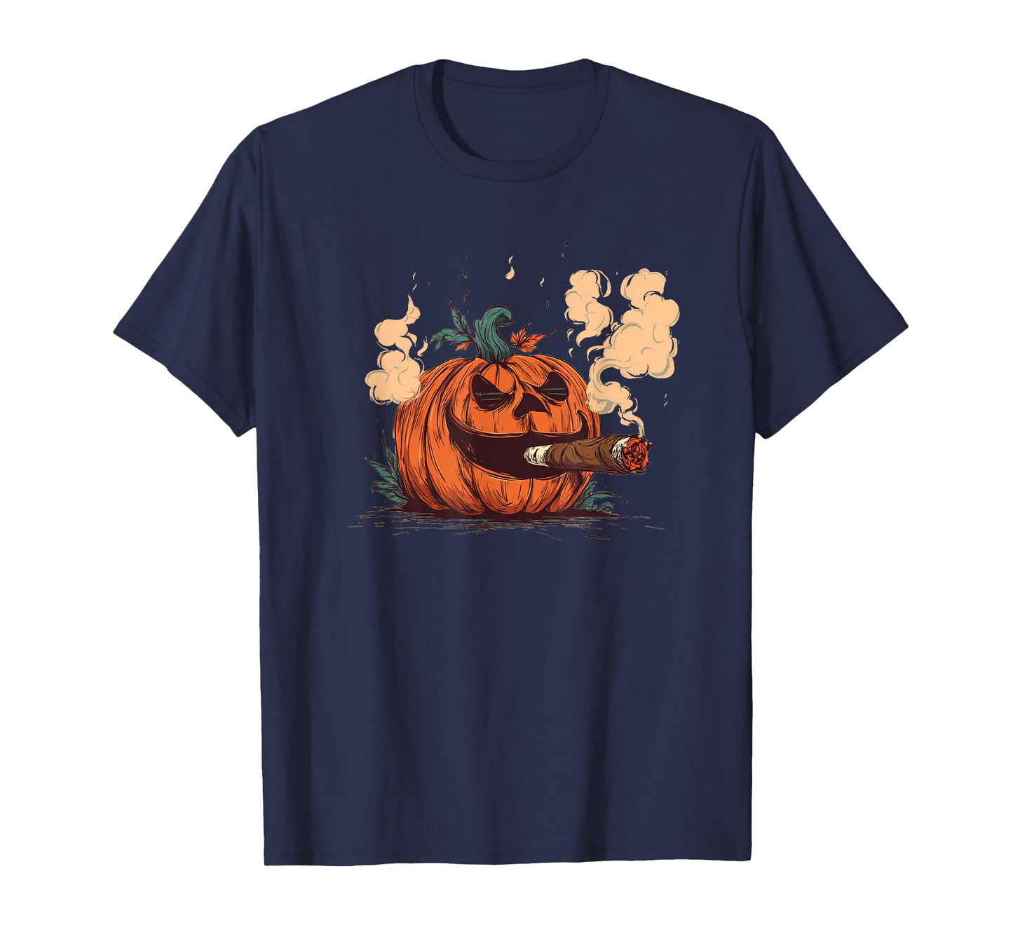 Nice Pumpkin with Smoke and Cigar for Funny Fall T-Shirt