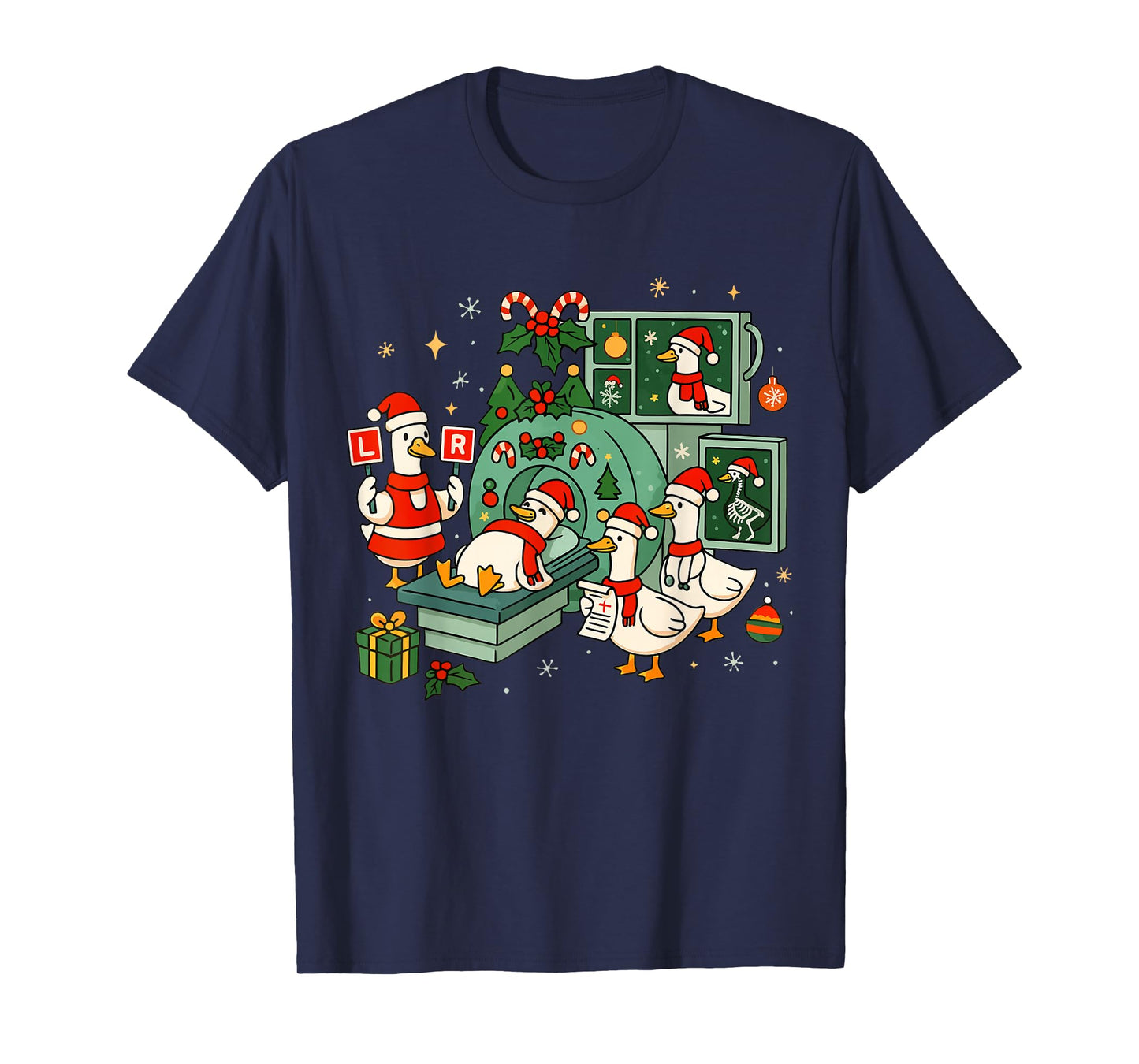 Funny Radiology Goose Nurse X-Ray Tech Christmas Xmas Vibes T-Shirt