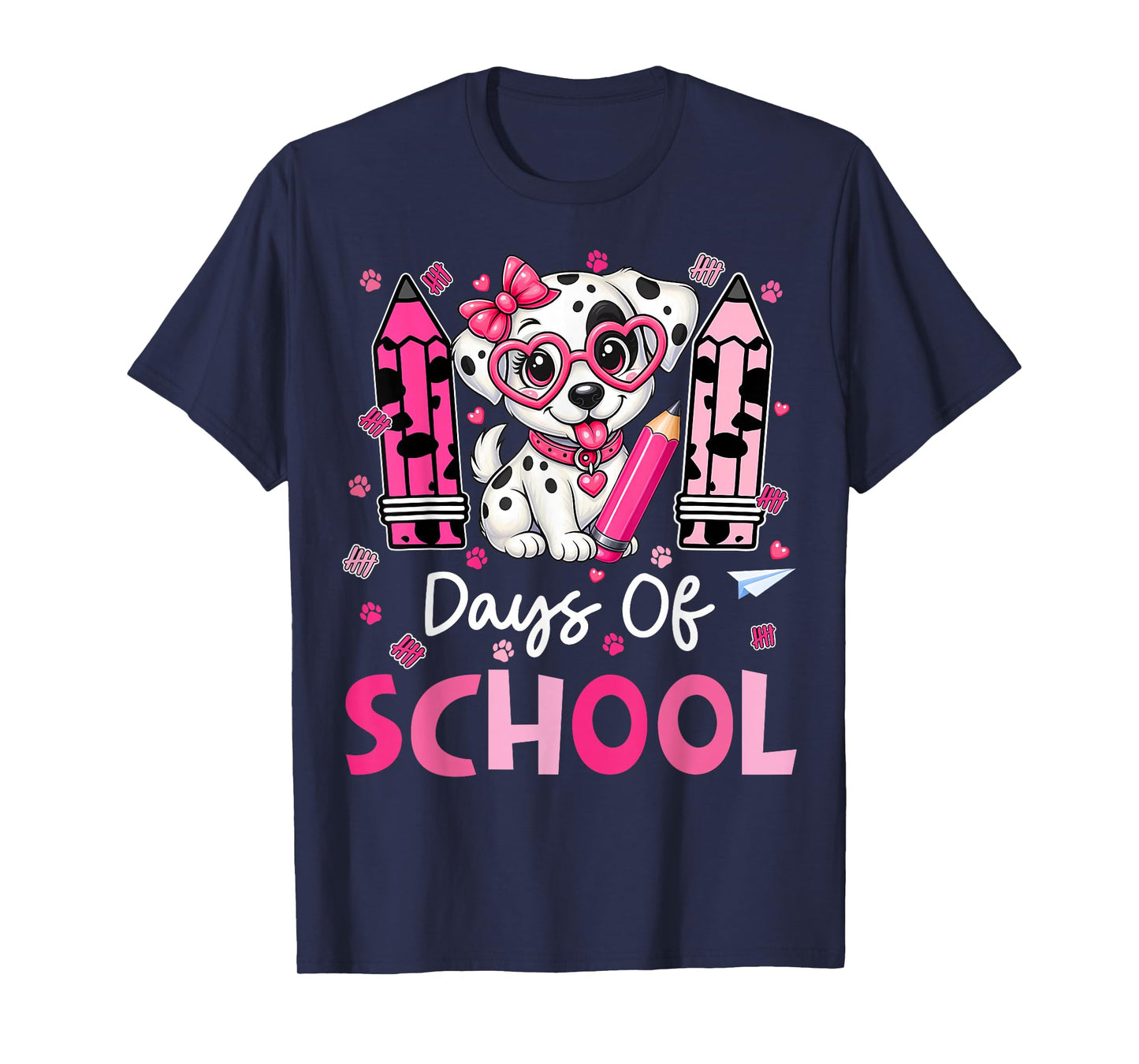 100 Days of School Cute Dalmatian Dog Teachers Girls Kids T-Shirt