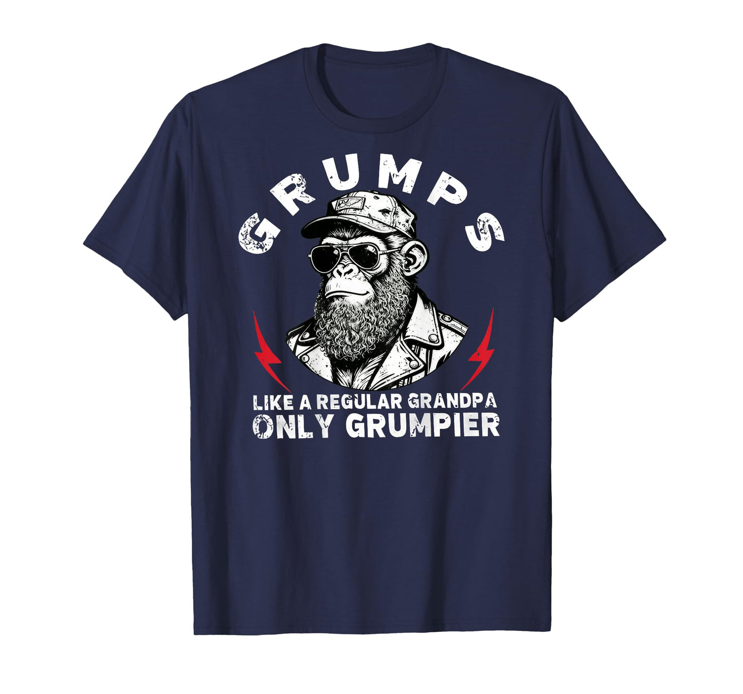 Grumps Like A Regular Grandpa Only Grumpier Monkey (On Back) T-Shirt