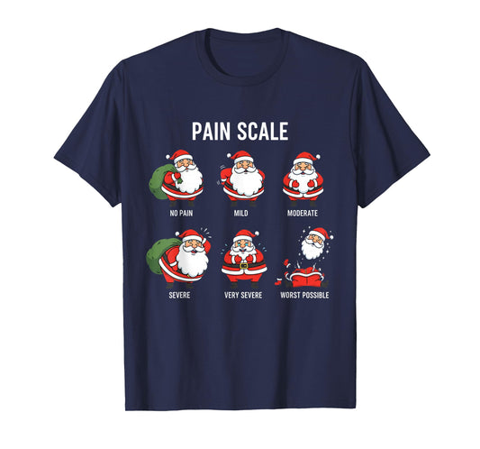 Santa Pain Scale Funny Christmas Design for Nurse CNA ER T-Shirt