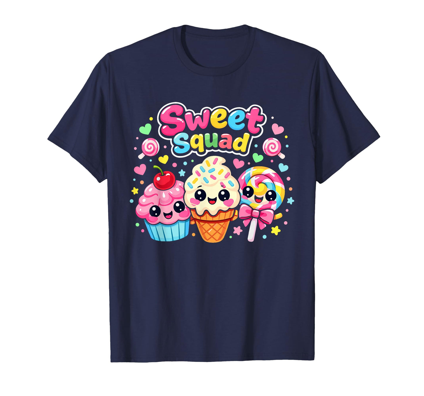Sweet Squad Kawaii Dessert Cupcake Ice Cream Lollipop Kids T-Shirt