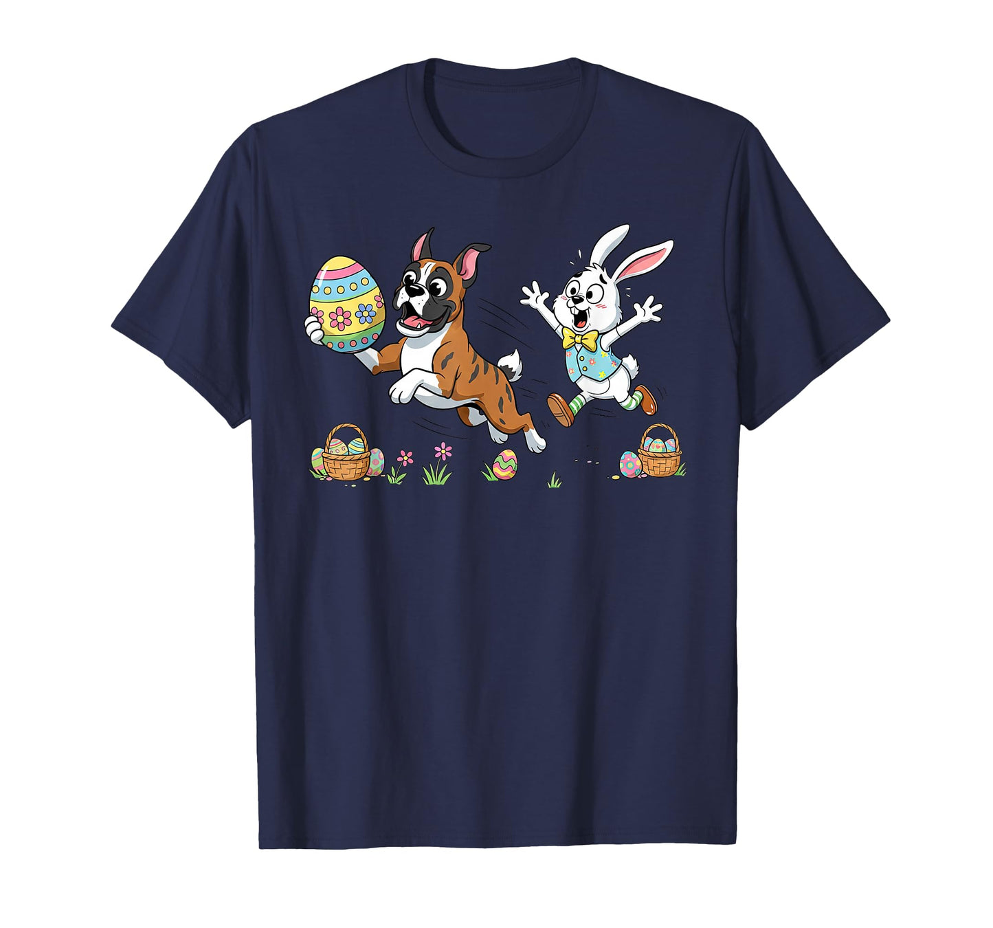 Funny Boxer Dog Bunny Easter Egg Kids Mens Womens Easter Day T-Shirt