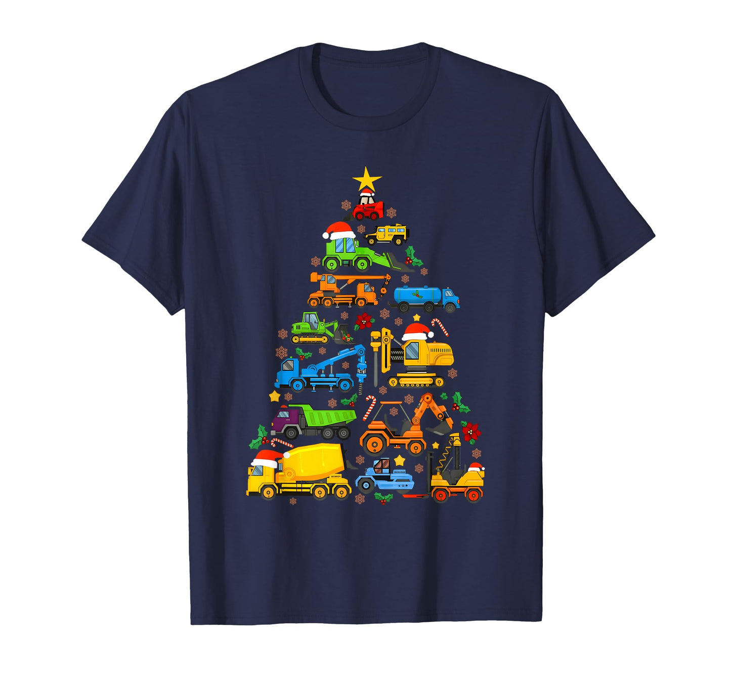 Construction Vehicles Truck Boys Toddler Christmas Tree T-Shirt
