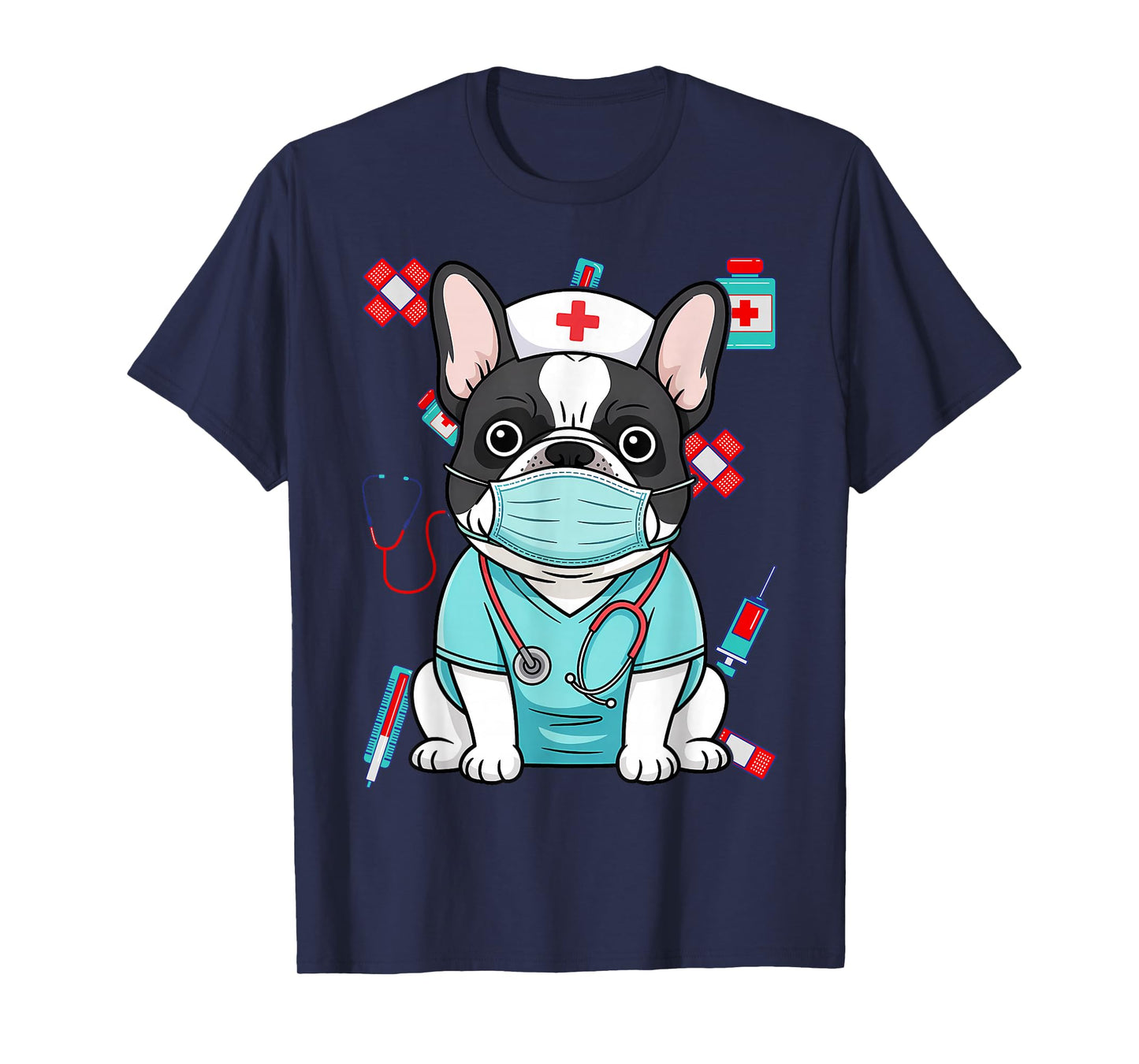 Hospital French Bulldog ER RN LPN Nurse Life Dog Lover T-Shirt
