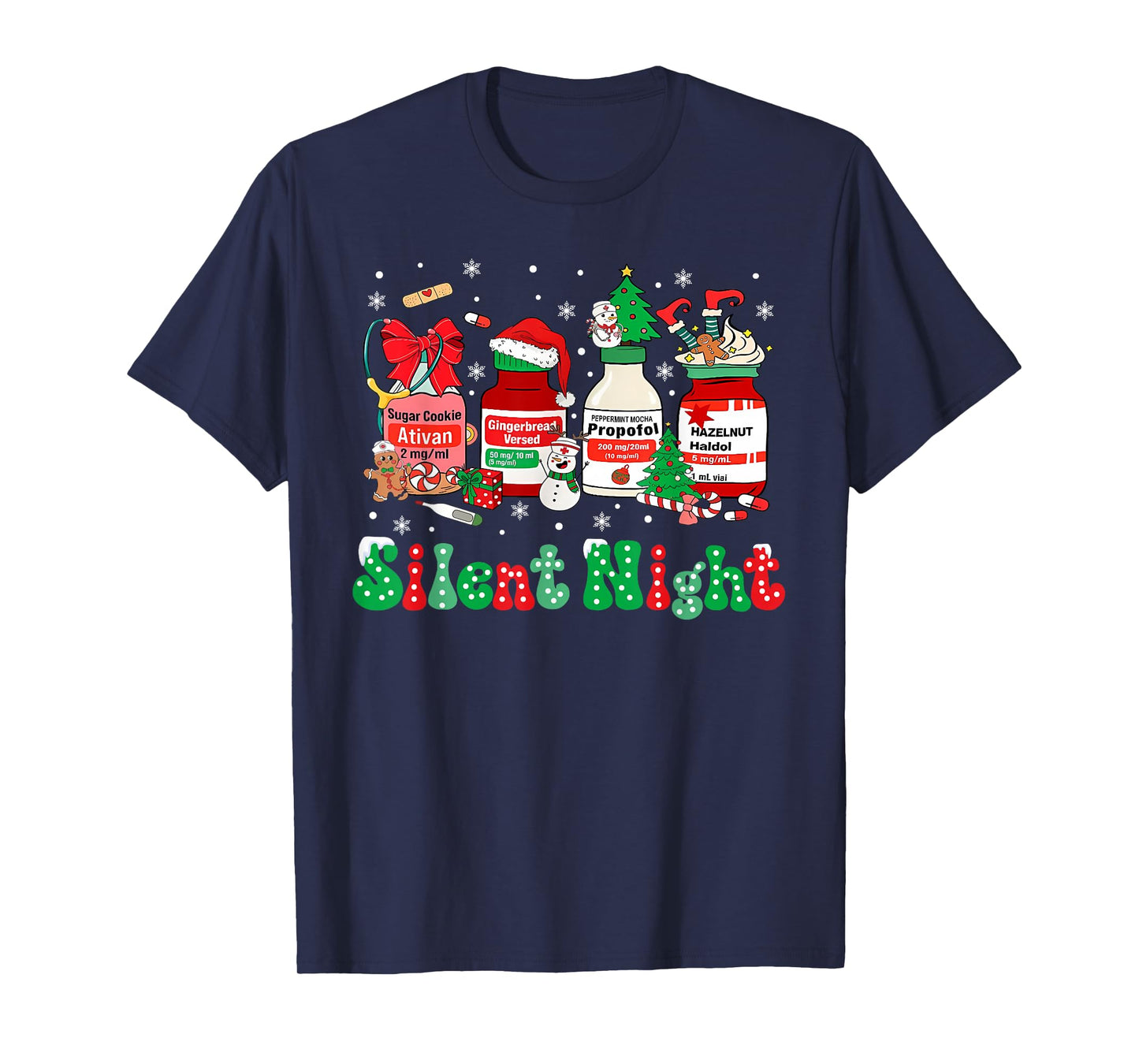 Retro Propofol Silent Night ICU Nurses Funny Merry Christmas T-Shirt
