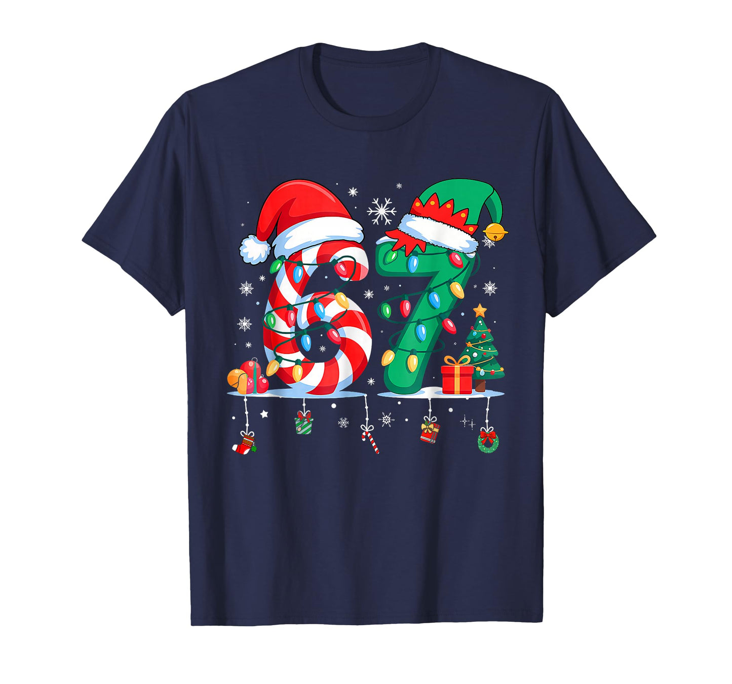 67 Six Seven Xmas Funny Christmas 6 7 Meme Men Women Kids T-Shirt