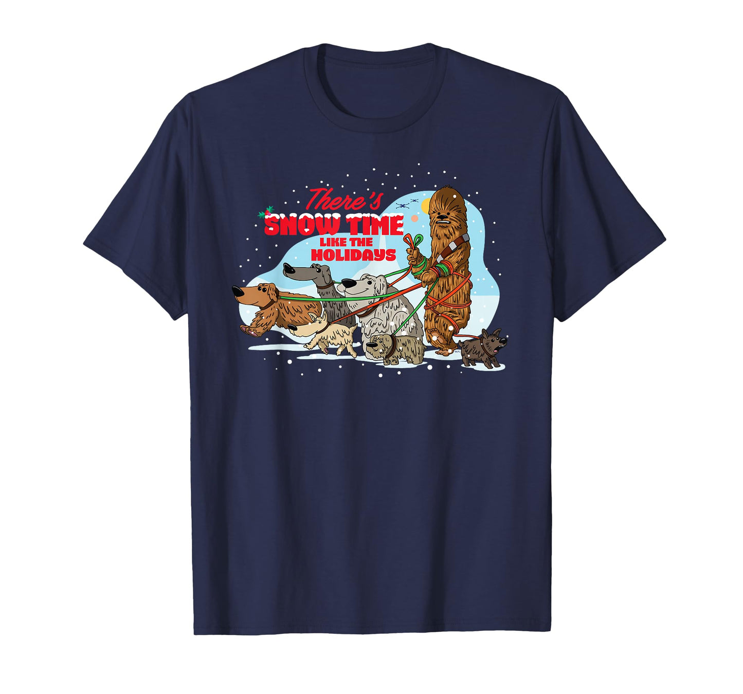 Star Wars Holiday Chewbacca Dog Walker Snow Funny Christmas T-Shirt