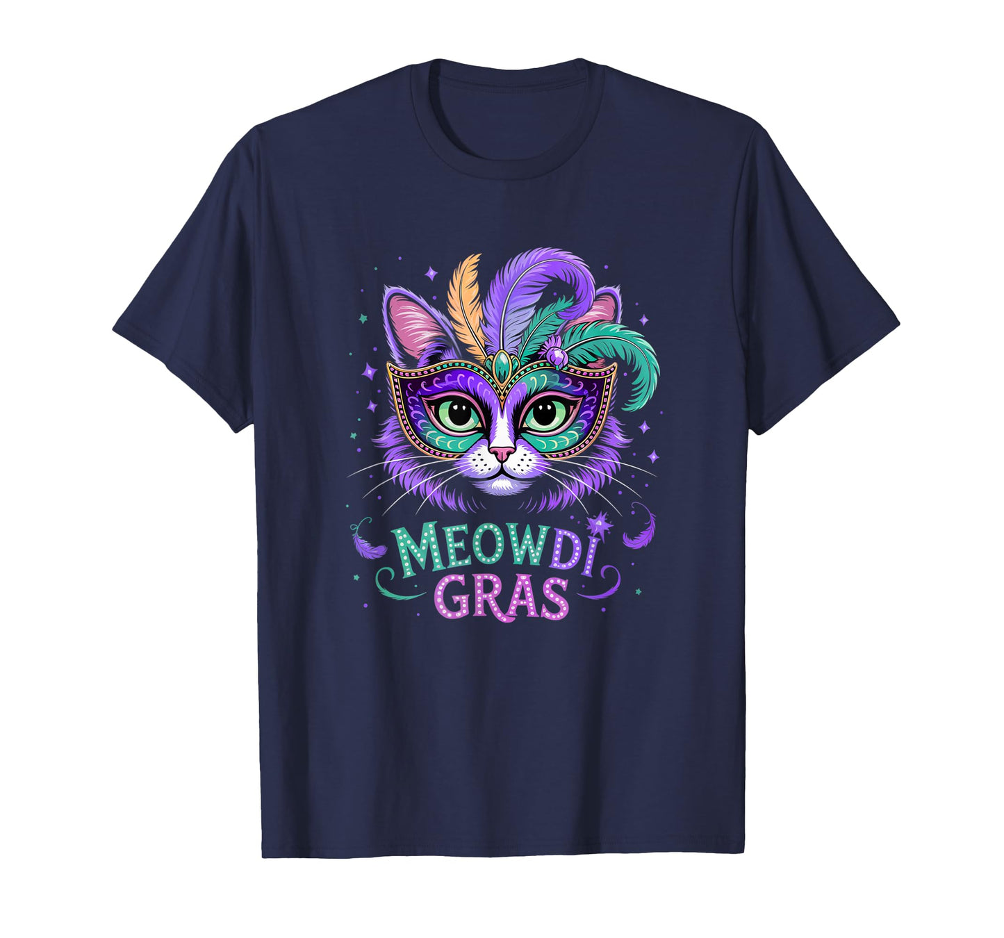 Mardi Gras Cat Matching Funny Carnival Party Mens Womens T-Shirt