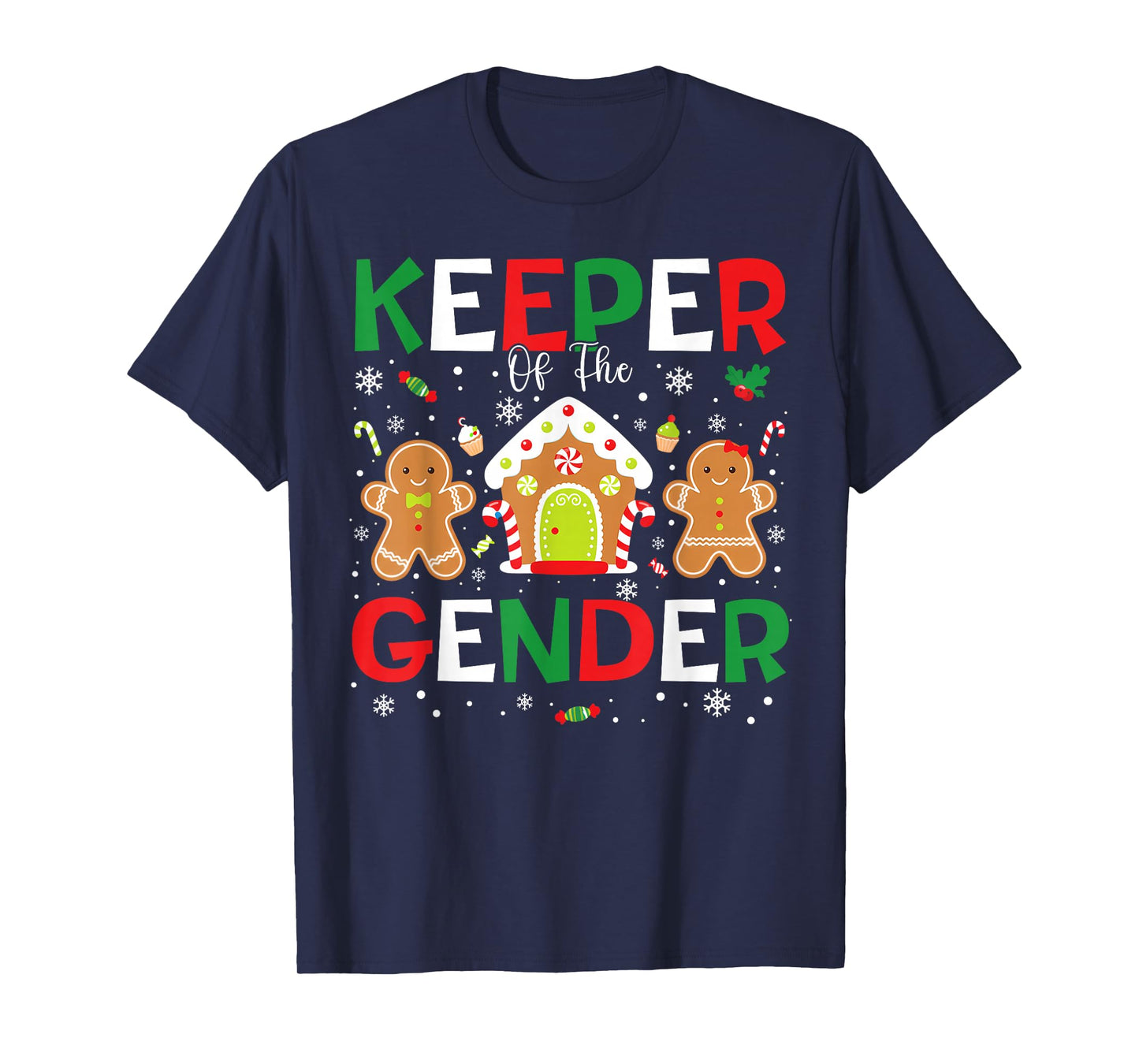 Keeper of The Gender Reveal Christmas Gingerbread Boy Girl T-Shirt