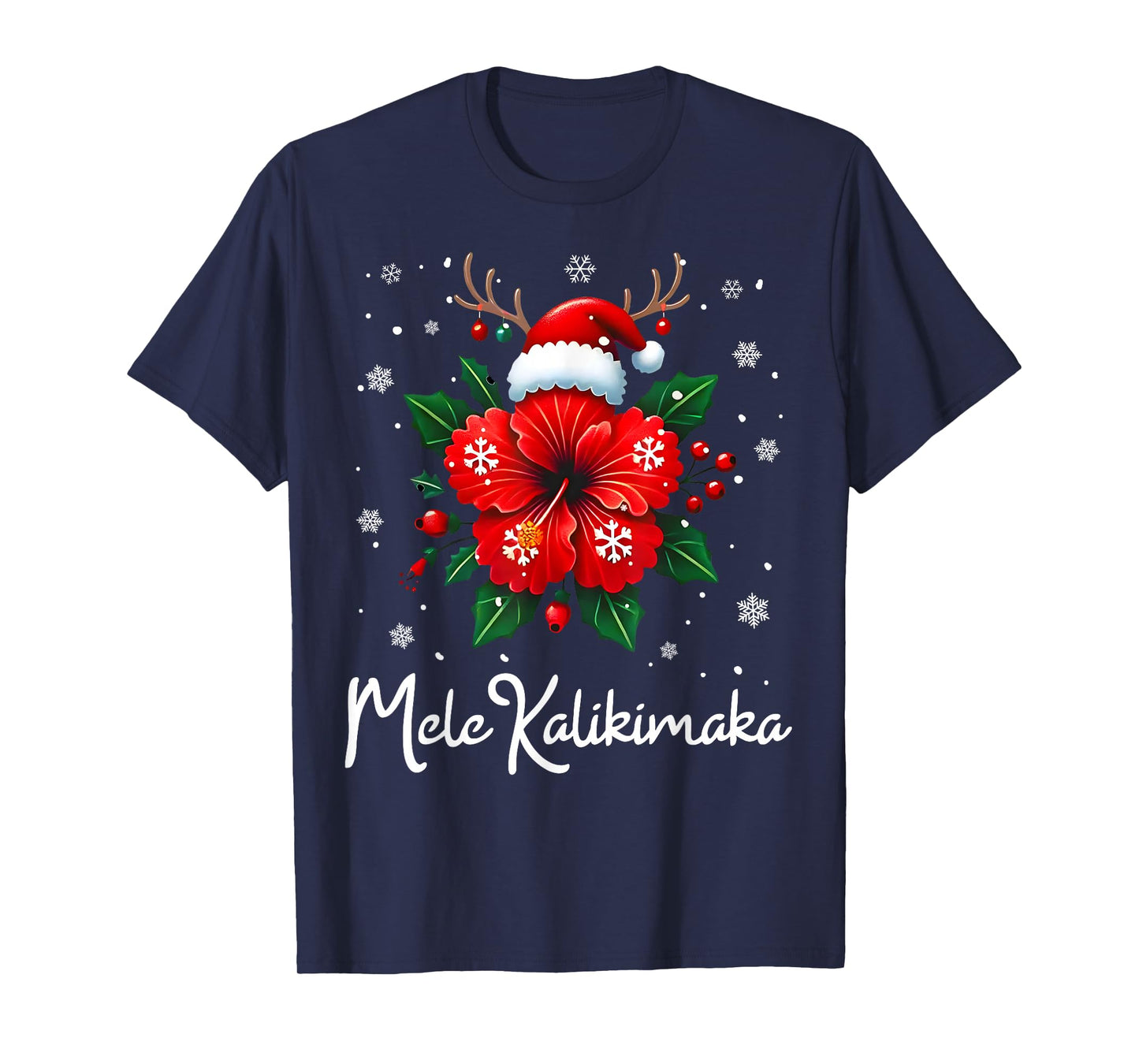 Mele Kalikimaka Hawaiian Christmas Tropical Floral Xmas T-Shirt