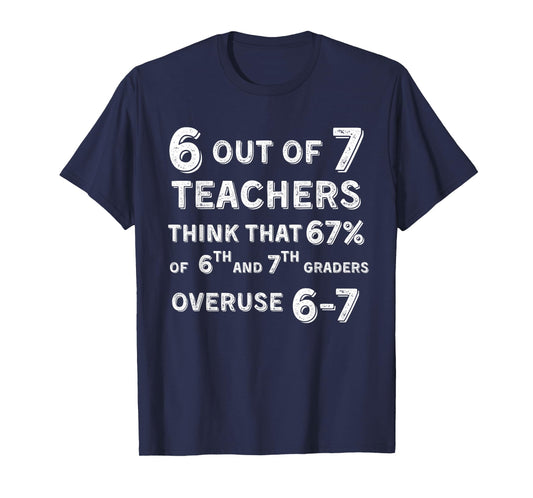 Funny 67 Teacher Middle School Teacher 6 7 Funny Overuse 67 T-Shirt