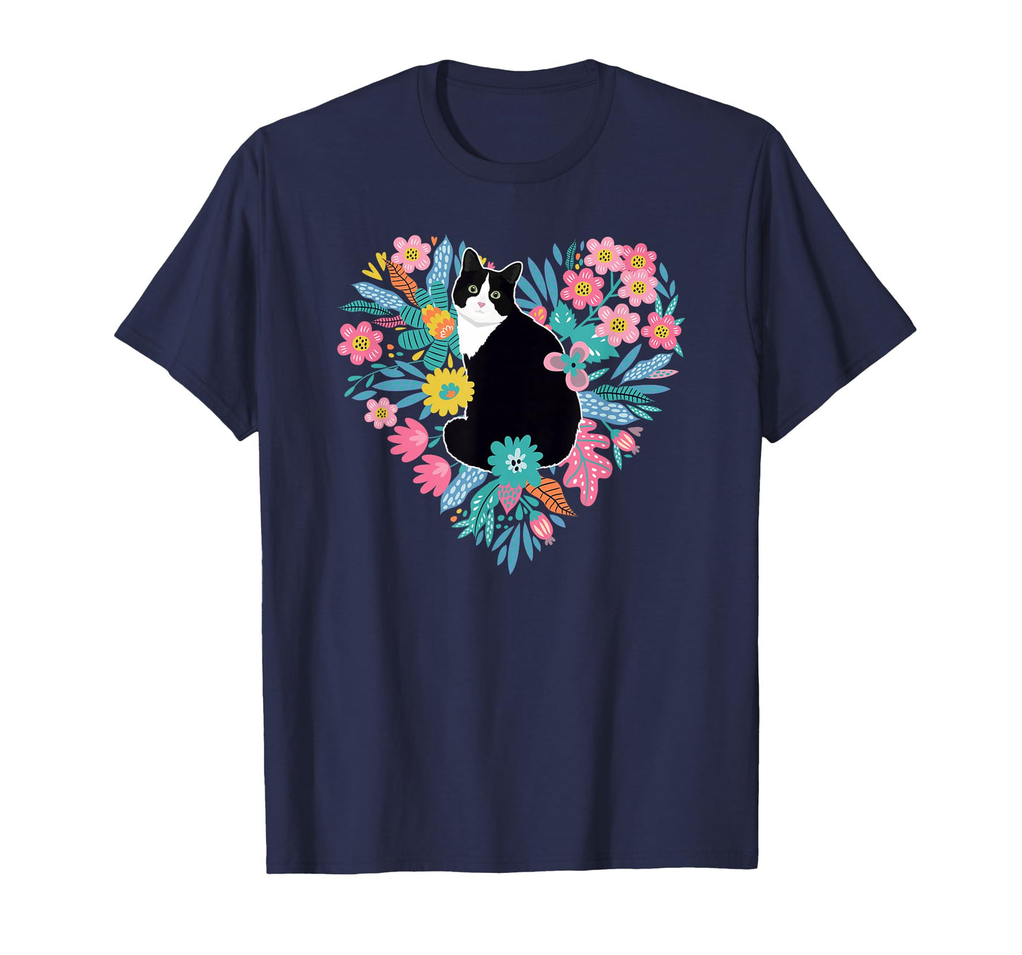 Tuxedo Cat Flowers Tuxedo Cat Owner Tuxedo Cat Lover T-Shirt