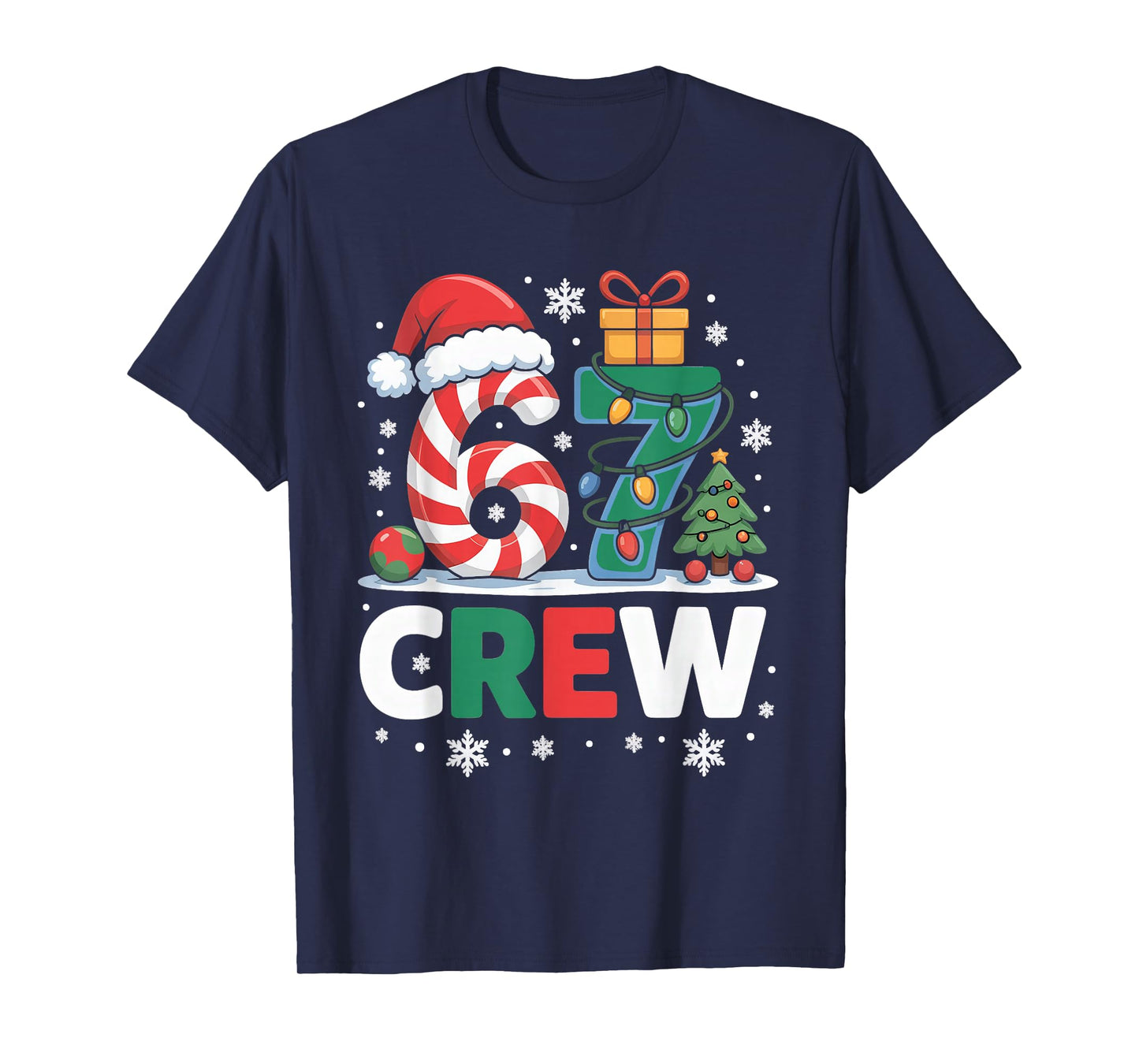 Christmas 67 Crew Brainrot Candy Cane Lights T-Shirt