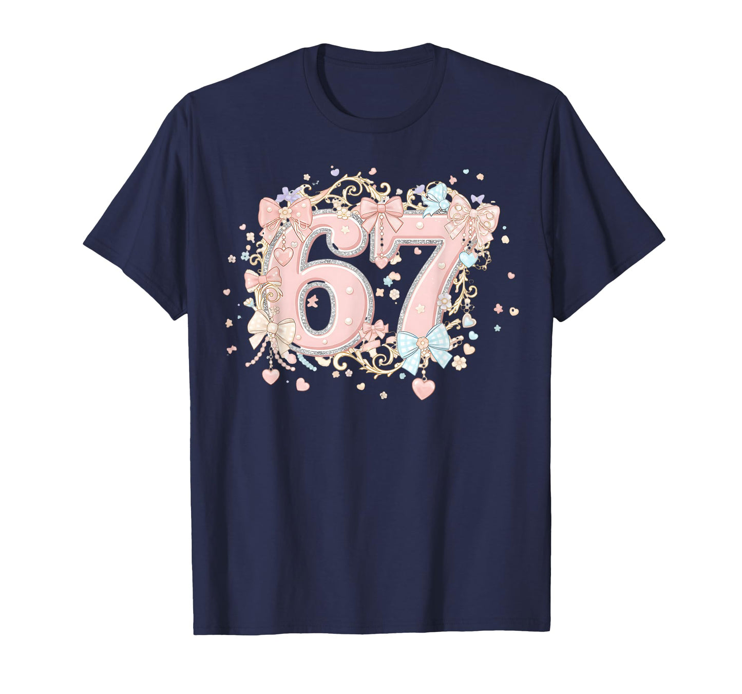 67 Coquette Bow Aesthetic Cute Six Seven Meme for Kids Girls T-Shirt