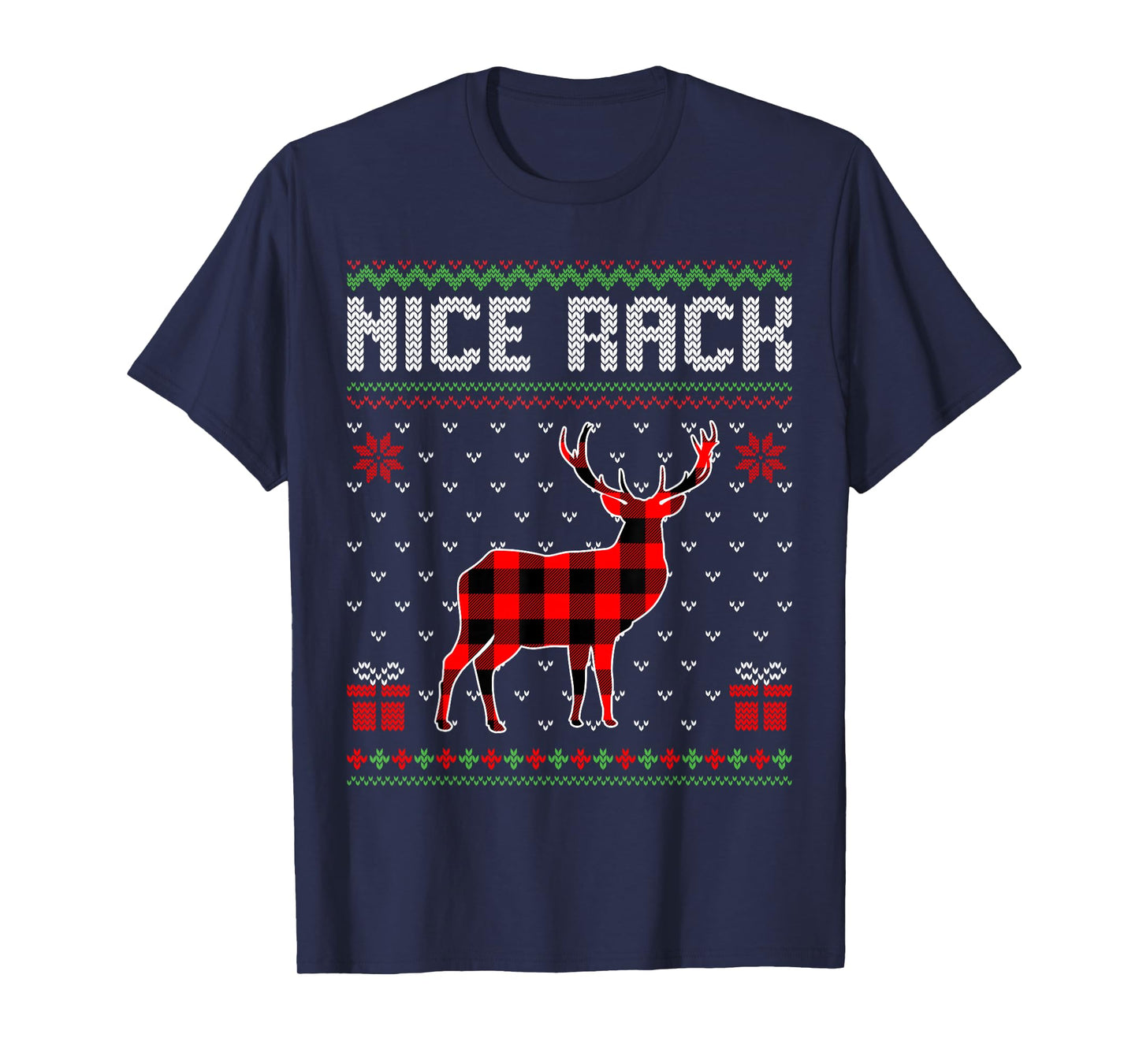 Retro Nice Rack Ugly Christmas Sweater Couples Matching Xmas T-Shirt