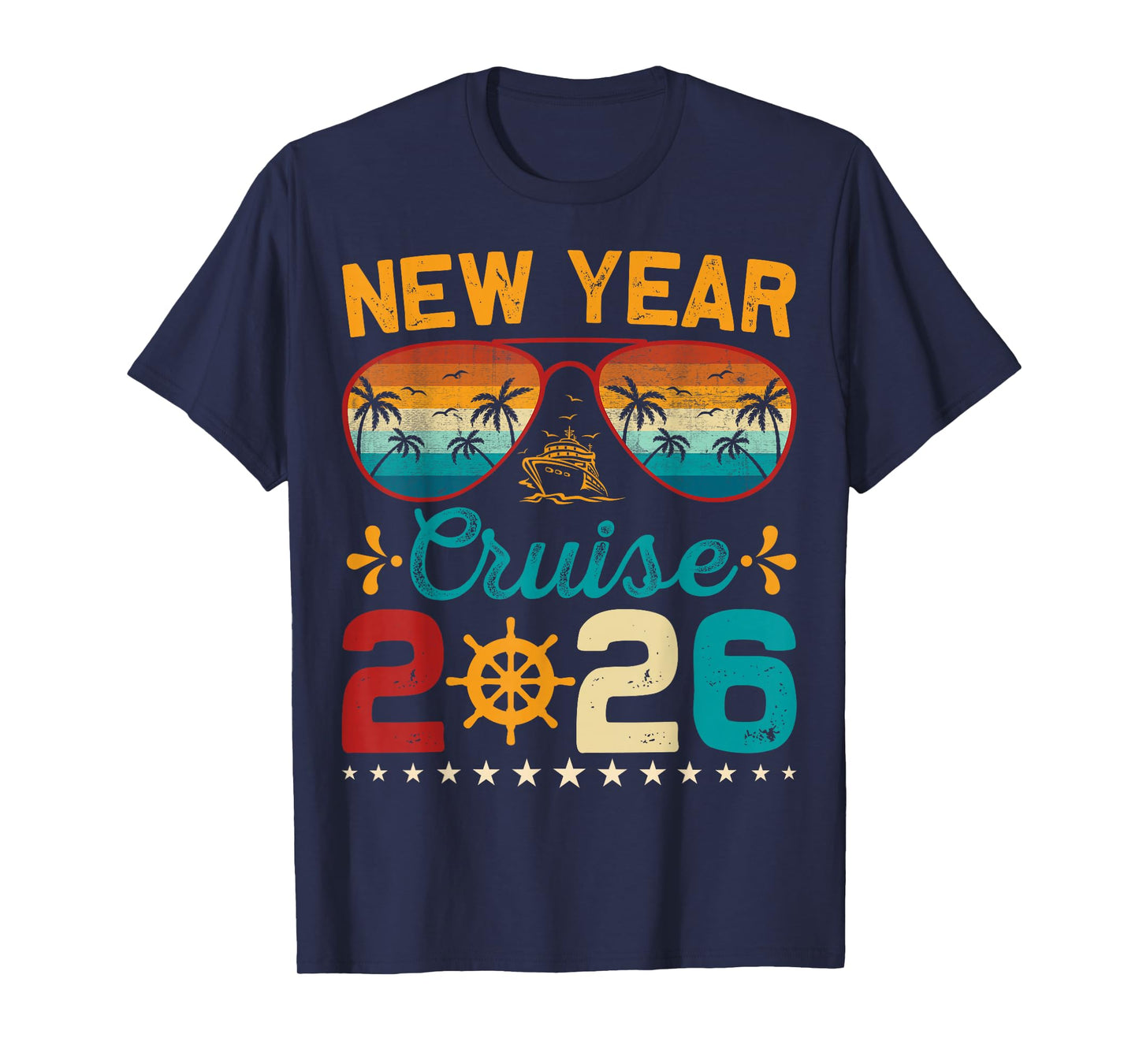Vintage New Year Cruise 2026 Family Matching NYE Celebration T-Shirt