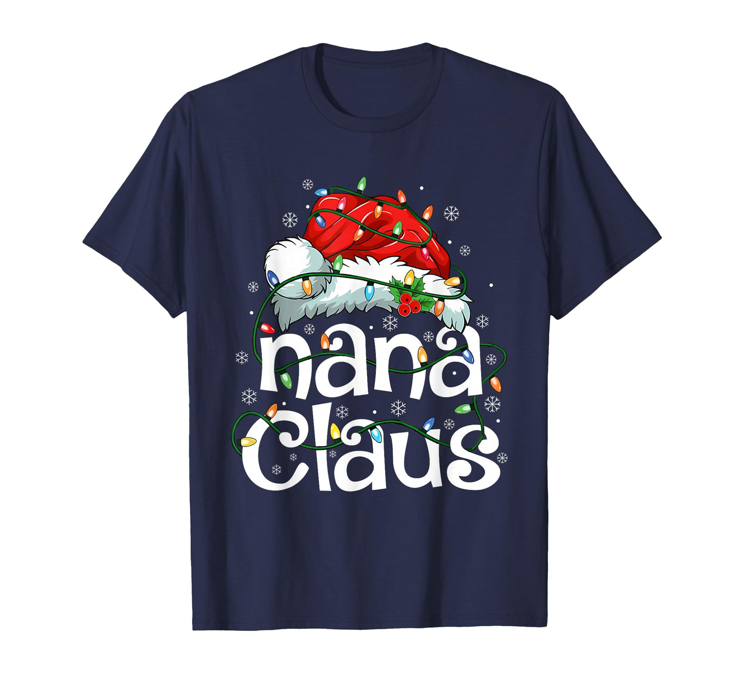 Nana Claus Christmas Lights Santa Pajama Family Matching T-Shirt
