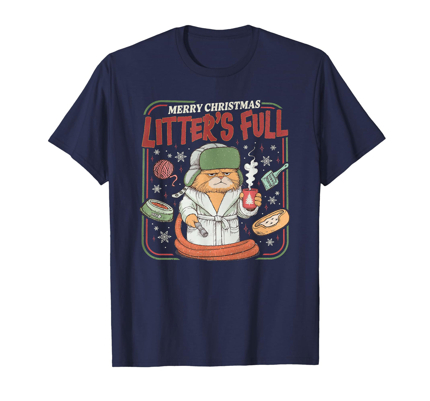 Litter's Full Merry Christmas Funny Cat Lovers Holidays Xmas T-Shirt