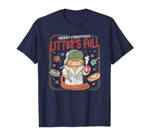 Litter's Full Merry Christmas Funny Cat Lovers Holidays Xmas T-Shirt