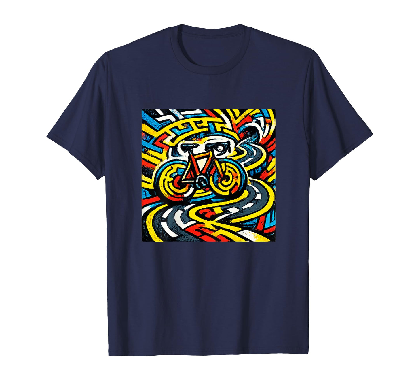 Cycling Psychedelic Maze Road Bike Art T-Shirt