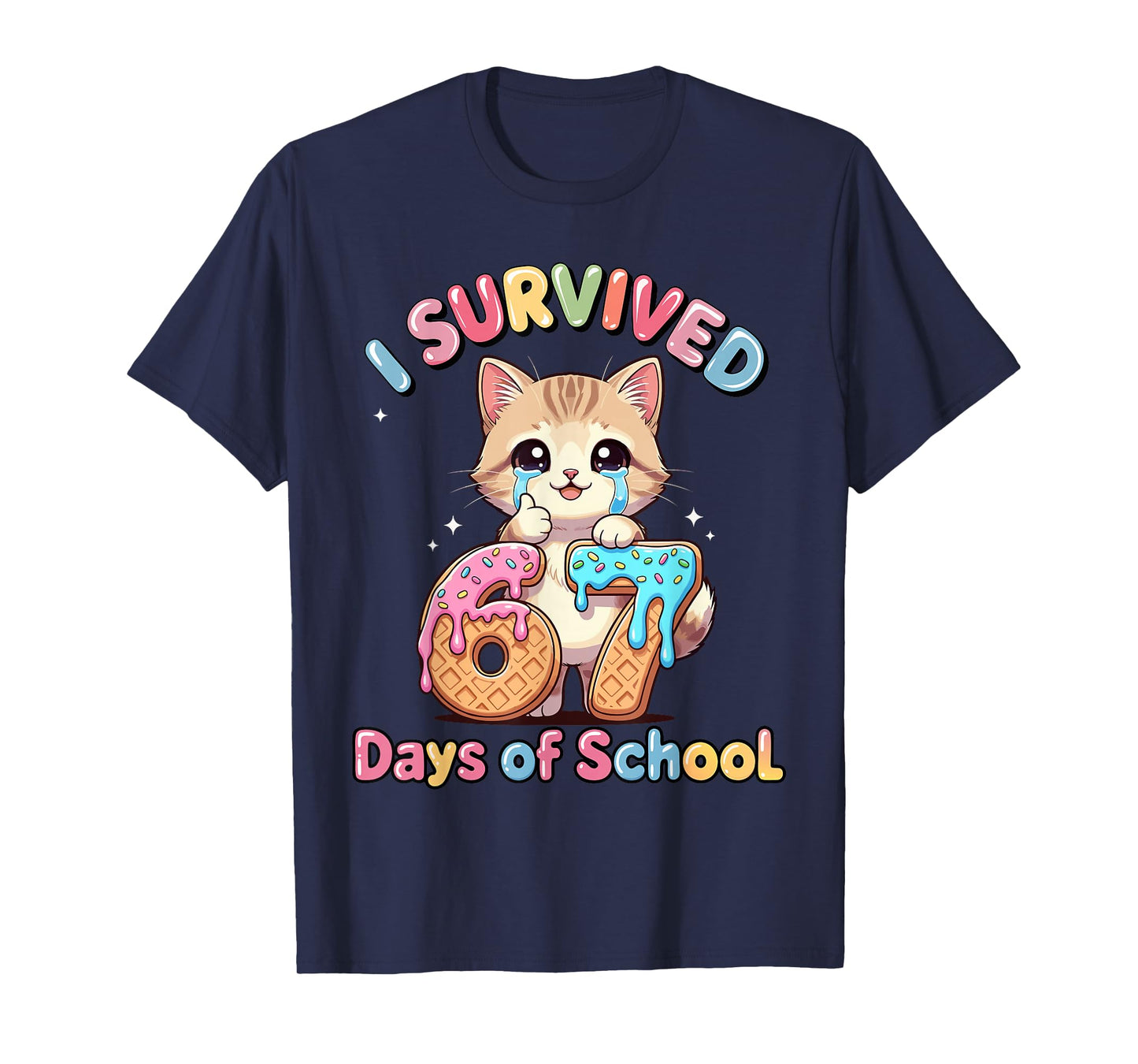 Cat Kitty Gen Alpha Students I Survived 67 Days of School T-Shirt