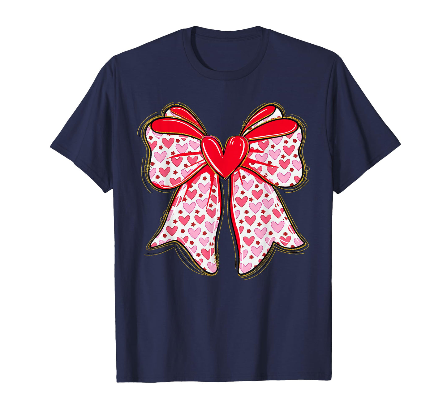 Valentine Hearts Coquette Bow Women Girls T-Shirt