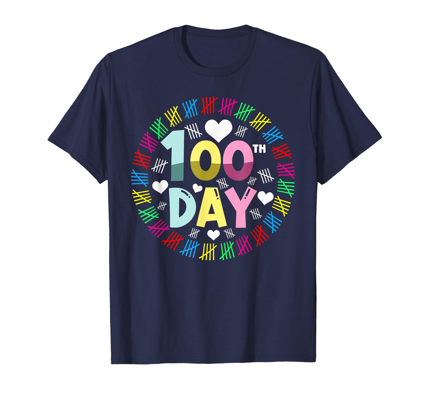 100 Days of School Colorful Tally Marks Kids T-Shirt