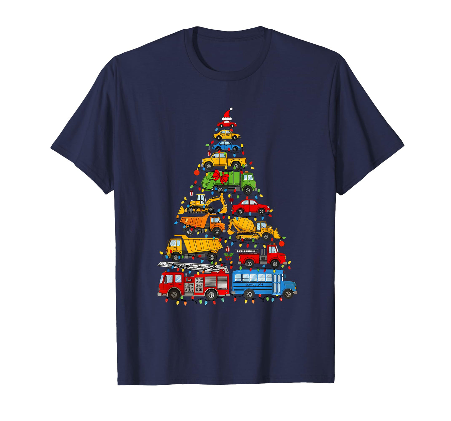 Funny Car Christmas Tree Xmas Light Cars Boys Kids Toddler T-Shirt