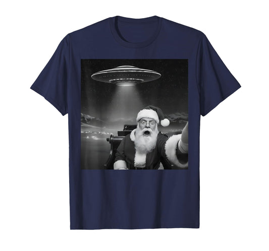 Santa Selfie with UFO Funny Christmas for Men Women Kids T-Shirt