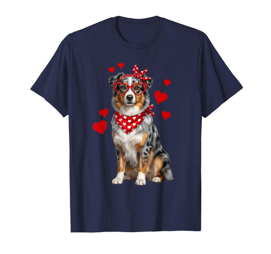 Australian Shepherd Valentines Day Dog Lover Heart T-Shirt