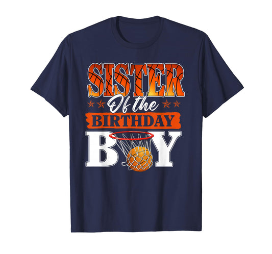 Basketball Sister of The Birthday Boy Family Matching T-Shirt