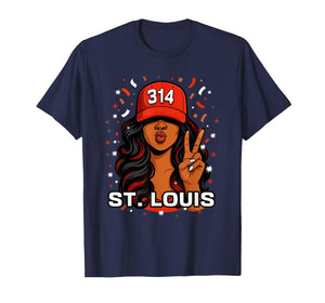 314 St. Louis Black Woman with Red Hat T-Shirt