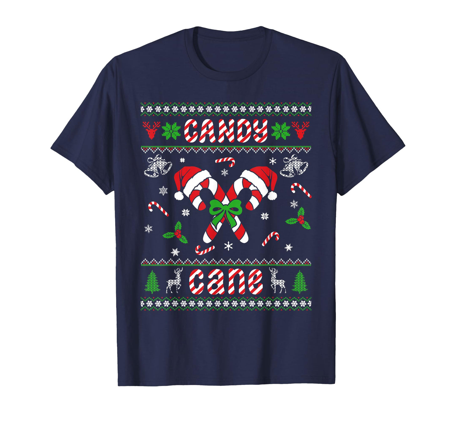 Ugly Christmas Sweaters Candy Cane Love Boys Girls Men Women T-Shirt