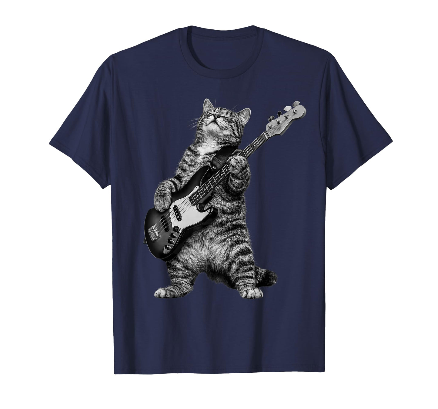 Bass Guitar Cat Retro Bassist Cat Vintage Music T-Shirt