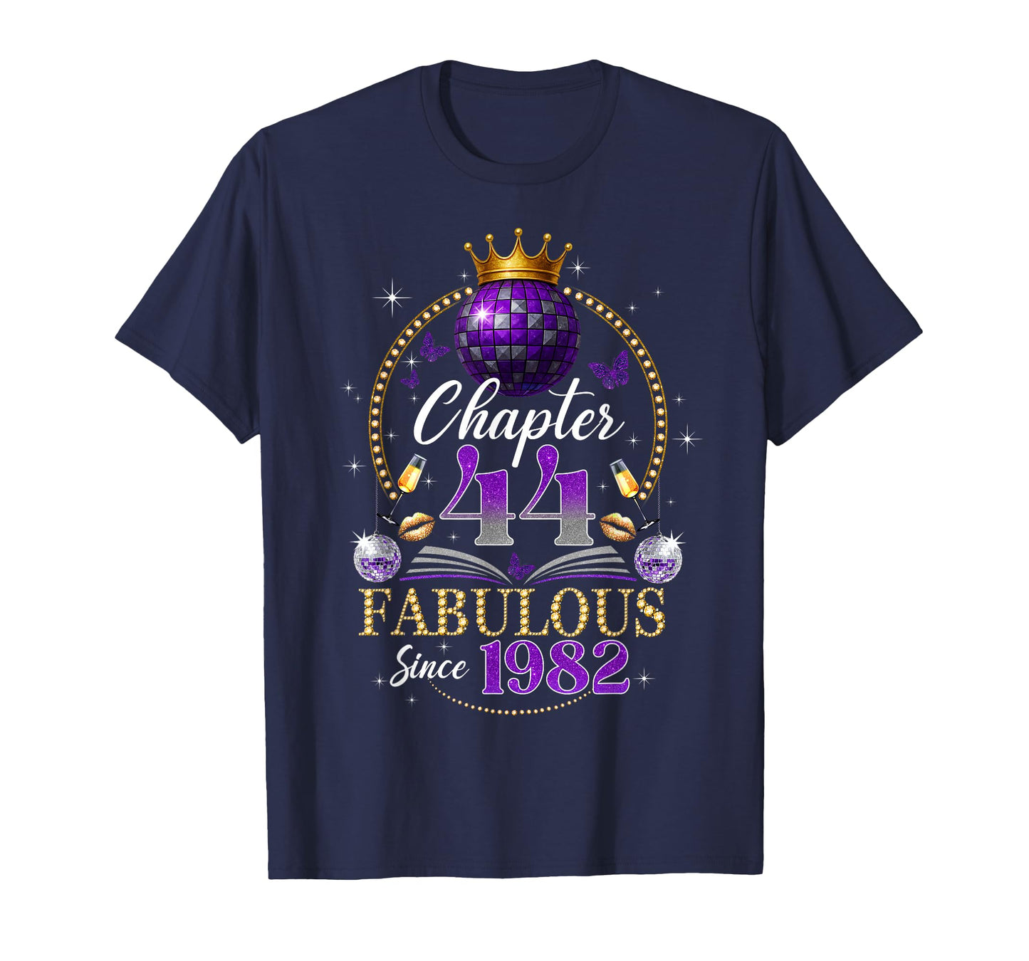 Chapter 44 Since 1982 Purple Disco Ball 44th Birthday Women T-Shirt