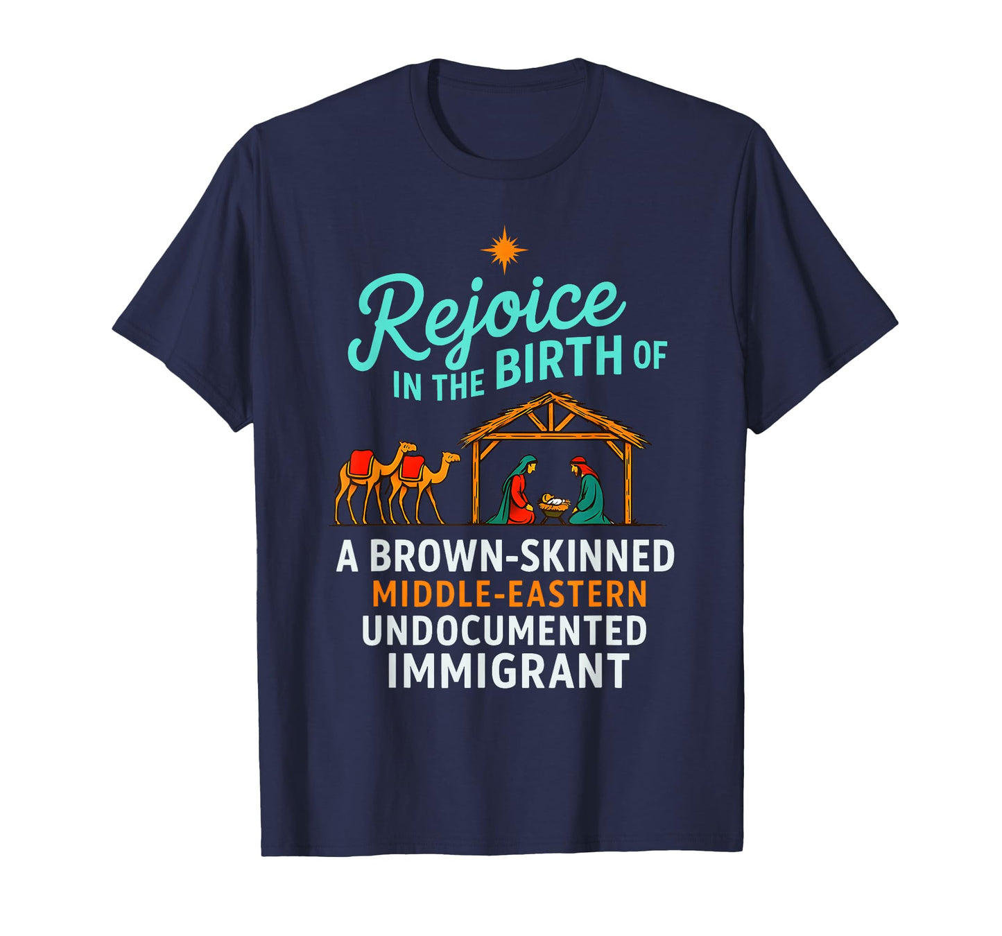 Rejoice in The Birth of A Brown Skinned Christian Christmas T-Shirt