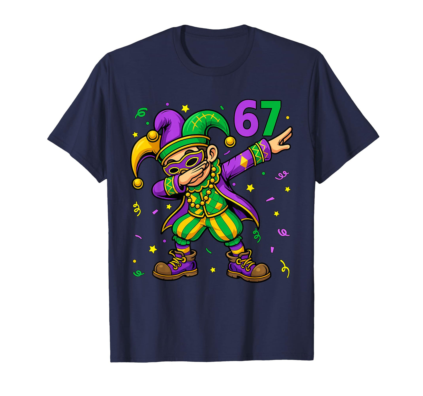 Mardi Gras Dabbing Boy Funny Six Seven 67 Meme Men Boy Kid T-Shirt
