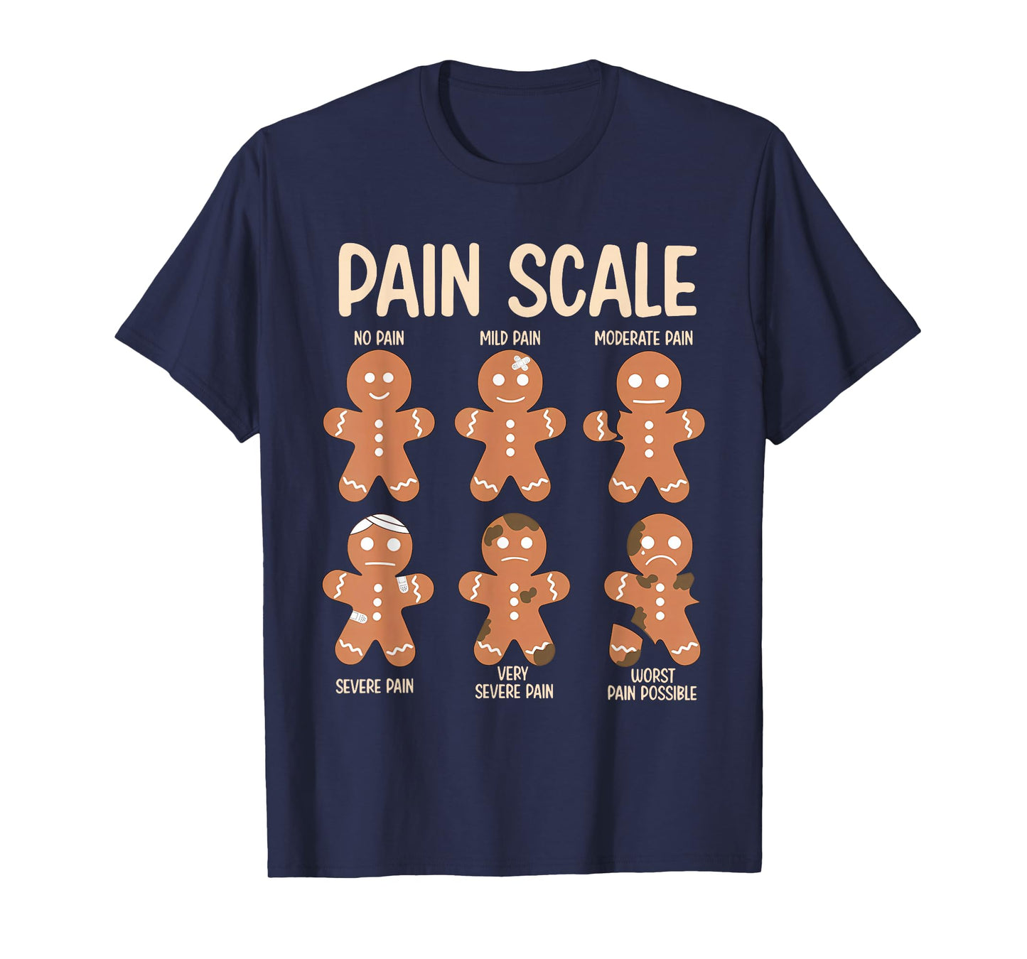 Pain Scale Funny Gingerbread Man Christmas Nurse Holiday T-Shirt