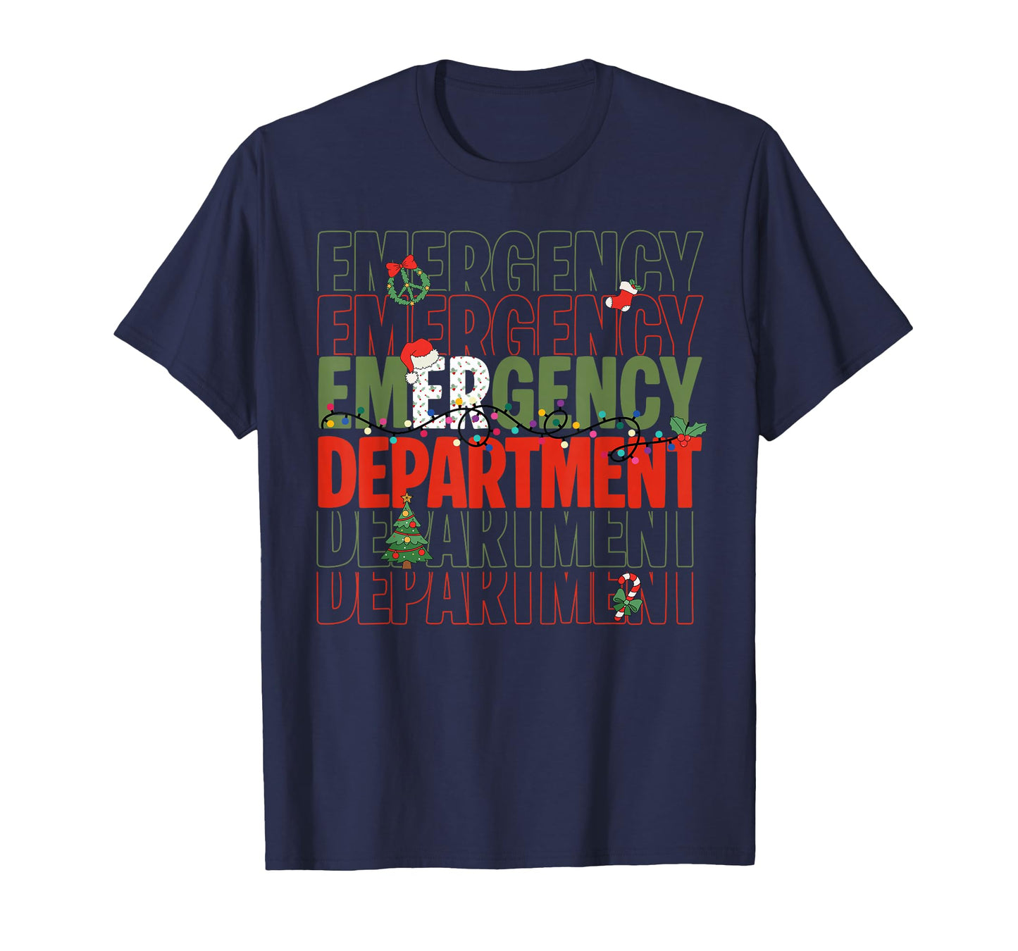 Retro Emergency Department Christmas Santa ER Crew Nurse T-Shirt