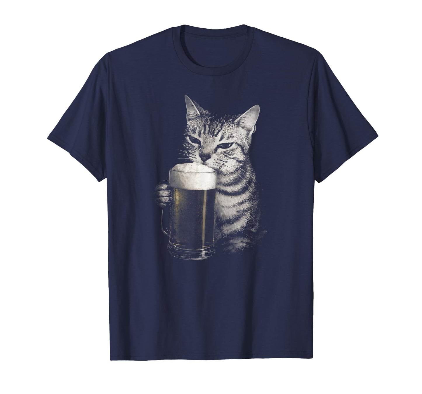 Cat Drinks Beer Funny Meme Men Women Matching T-Shirt