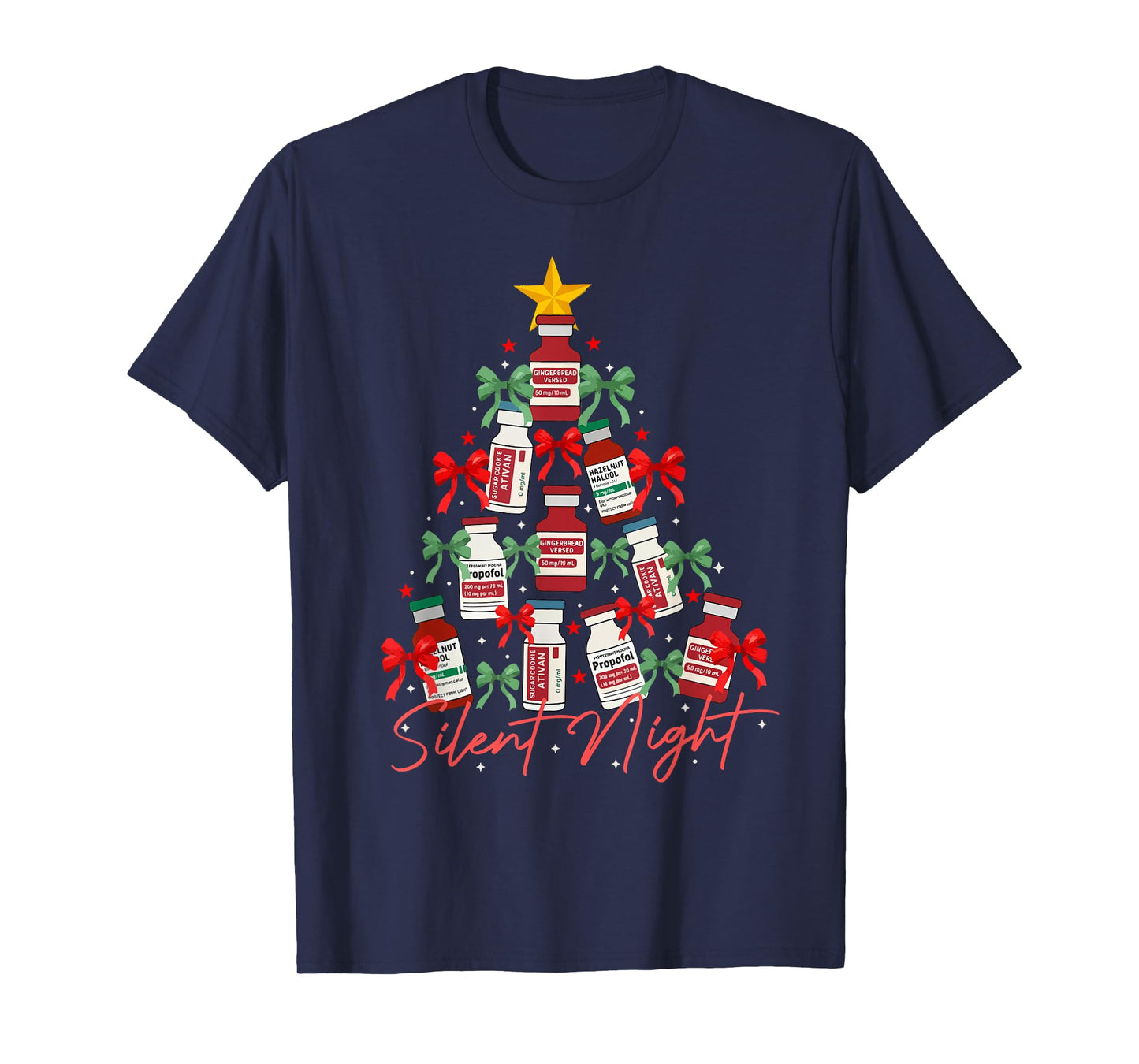 Funny Santa Propofol Silent Night ICU Nurses Merry Christmas T-Shirt