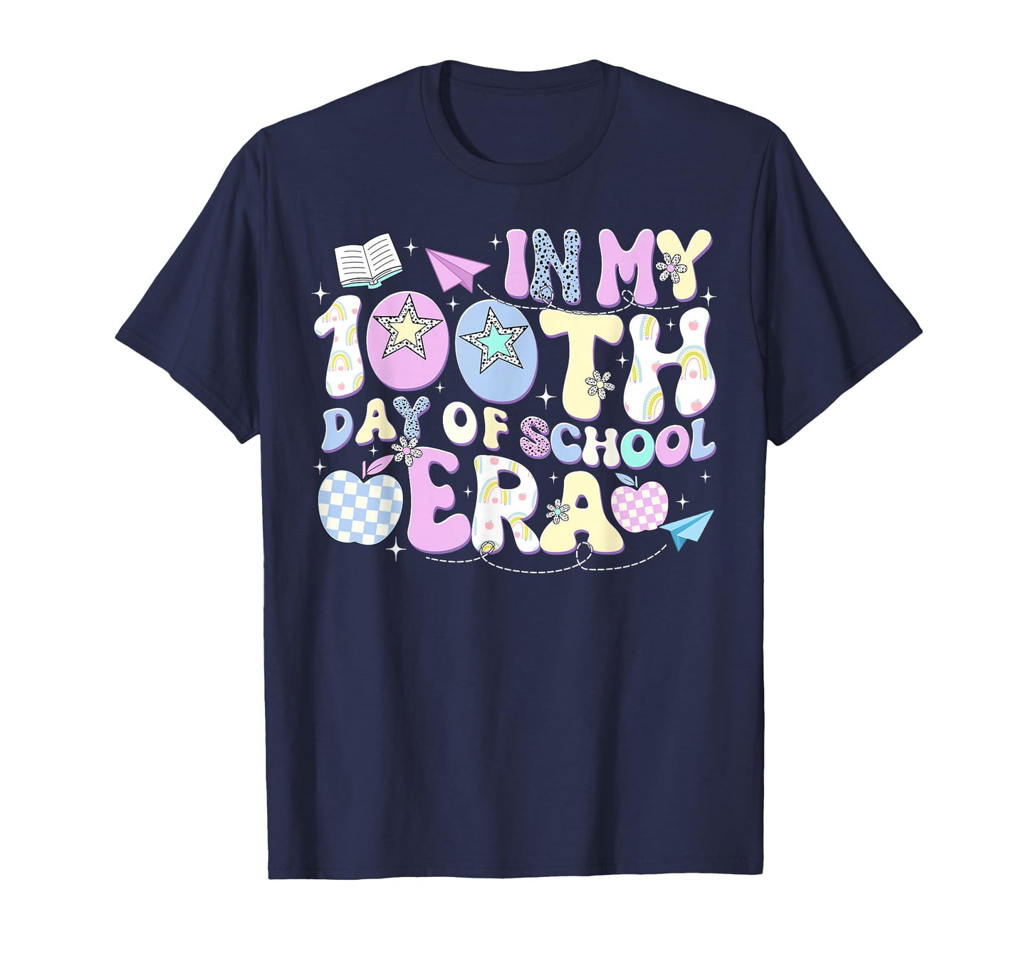 Groovy 100 Days of School in My Era 100th Day Apple T-Shirt