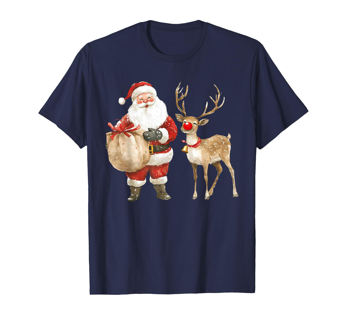 Vintage Santa Reindeer Retro 1950s Christmas Women Men Kids T-Shirt