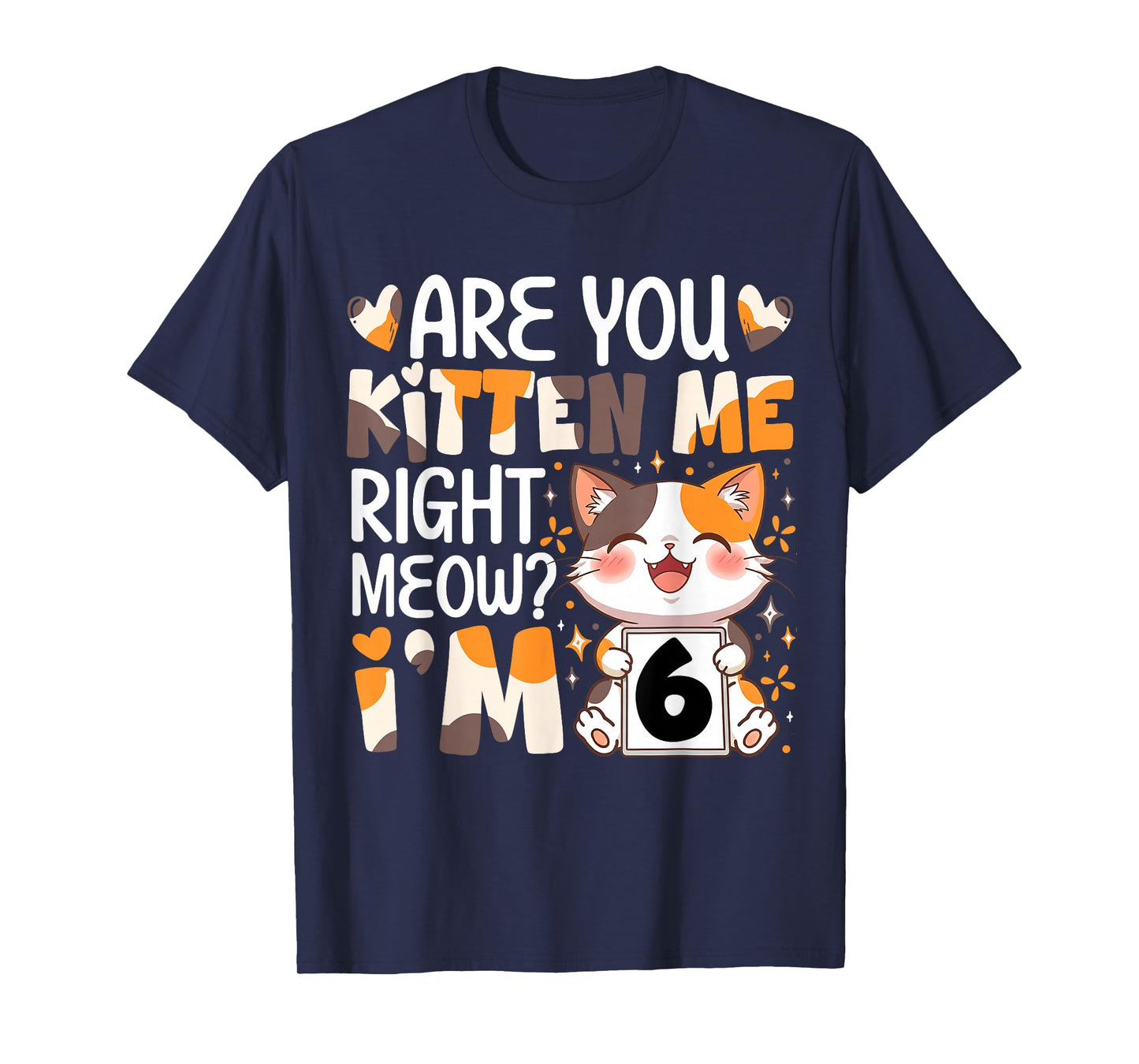 6th Birthday 6 Year Old Kitten Me Right Meow Cat Bday Girl T-Shirt