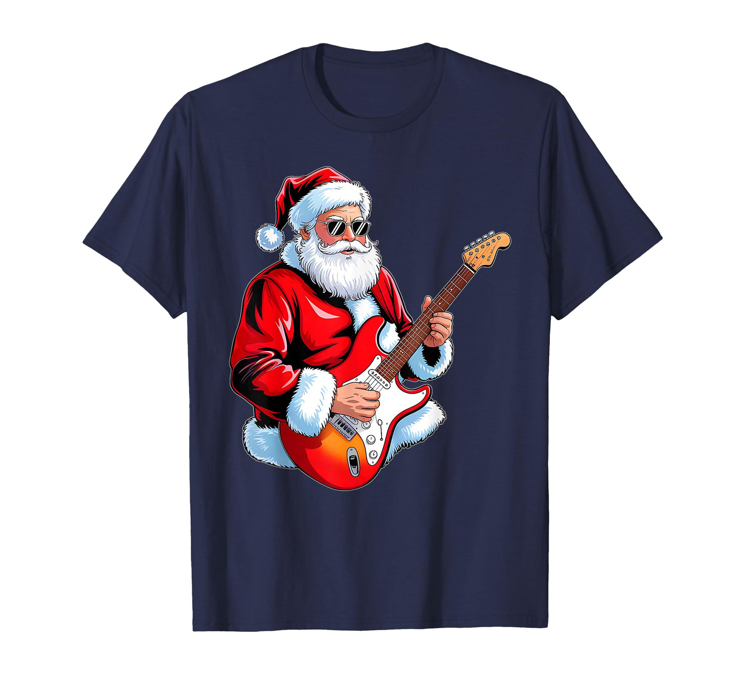 Rock Guitar Santa Christmas Music Men Boy Funny Xmas Pajamas T-Shirt
